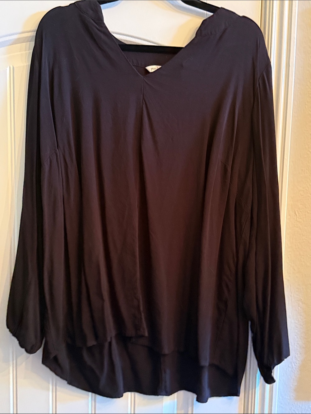 Peace Love World Black V-Neck Long Sleeve Top